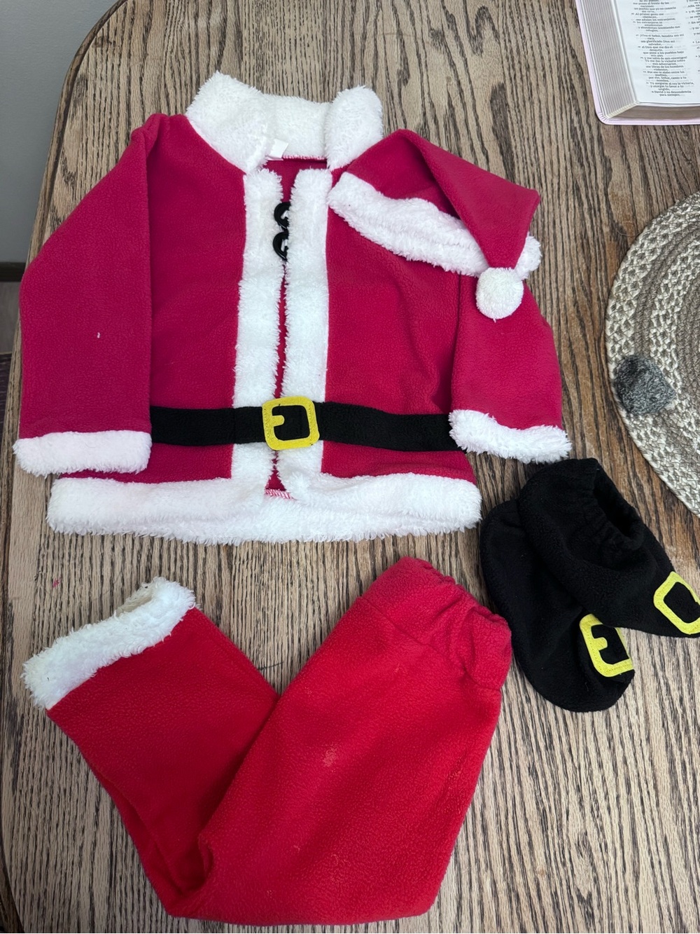 Kids Red Santa Suit Costume with Hat and Boot Covers 6-9M